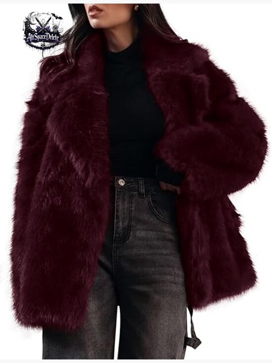 Jackets & Blazers - Faux Fur Coat Mid Length Plush Winter Jacket Women's Outerwear